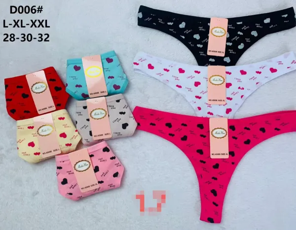 Tanga de algodon con estampado de corazones