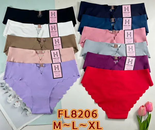 Pantaleta bikini sin costura con orillas onduladas