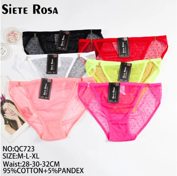 Pantaleta bikini de malla transparente con puntos