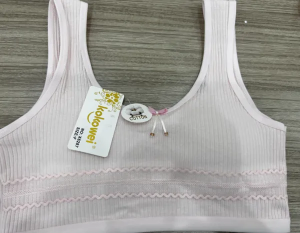 Bralette de algodón acanalado con moño sin varilla