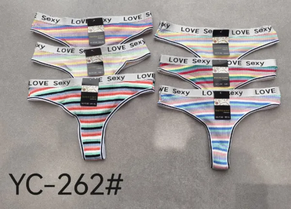 Tanga acanalada de rayas arcoíris Love Sexy