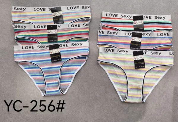 Panti bikini acanalado de rayas multicolor Love Sexy
