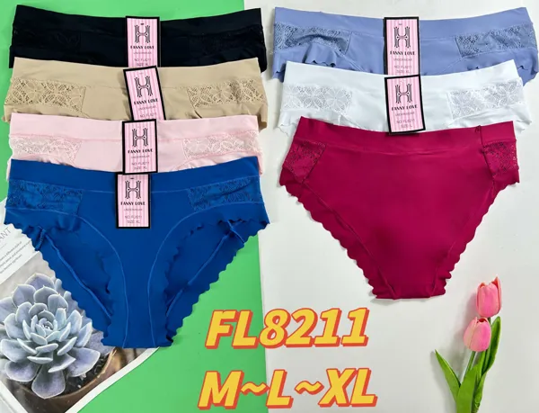 Bikini con encaje lateral y borde ondulado