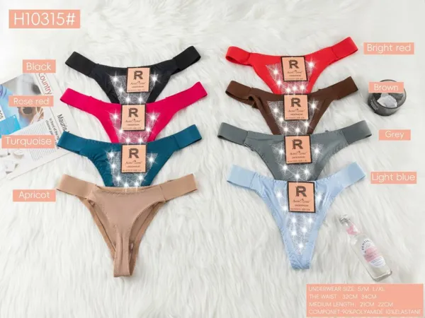Tanga hilo dental con pedreria en forma de V