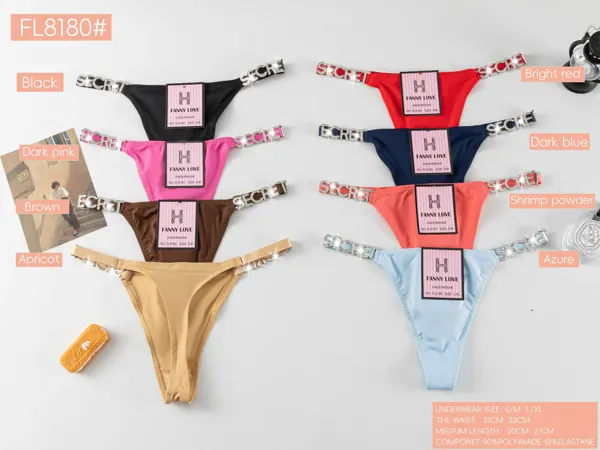 Tanga hilo dental con letras SECRET de pedreria