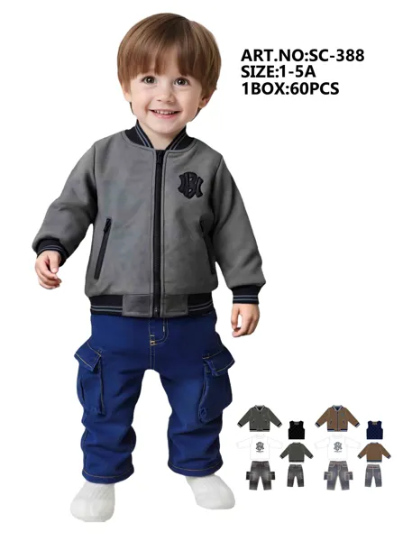 Conjunto de 2 piezas con chamarra bomber y jeans cargo para niño