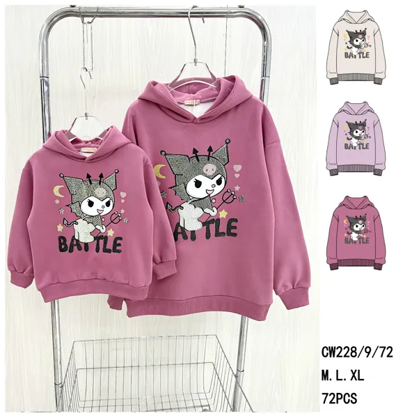 Sudadera con capucha y pedrería para niña