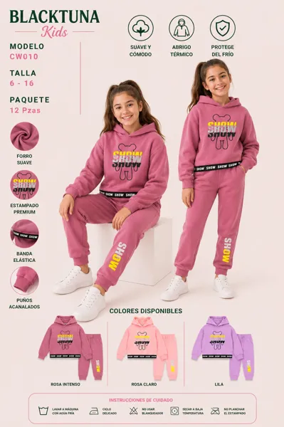 Conjunto de 2 piezas con sudadera con capucha y pantalón jogger para niña