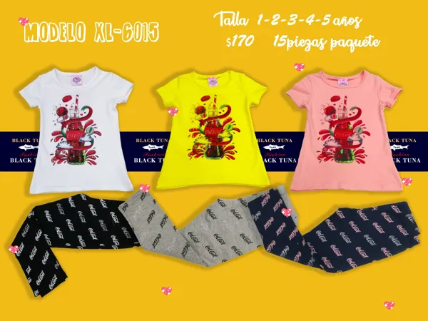 Conjunto de playera de manga corta y leggings estampado para niña