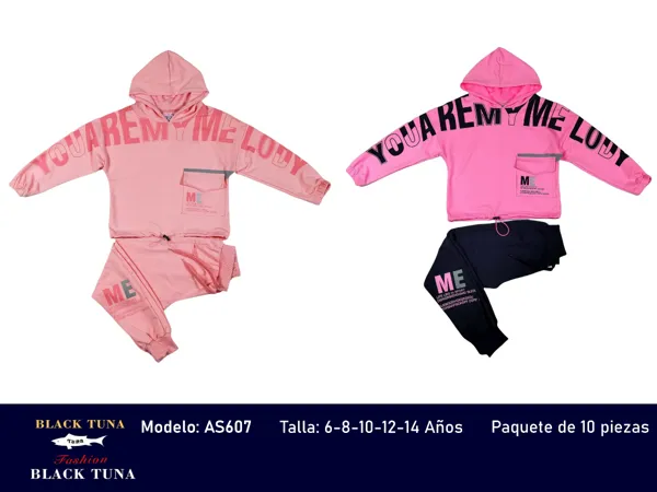 Conjunto de sudadera con capucha y pantalón jogger para niña