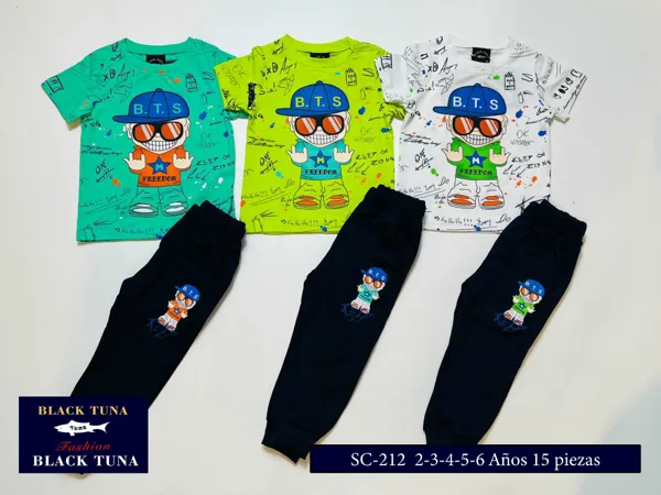 Conjunto de 2 piezas con playera y pantalón jogger estampado para niño