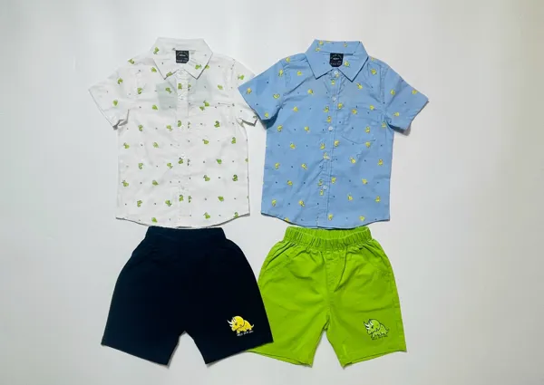 Conjunto de 2 piezas con camisa estampada de dinosaurios y short para niño
