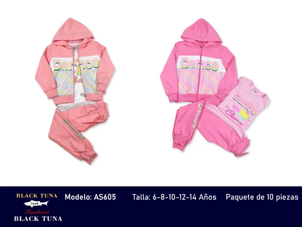 Conjunto de 2 piezas con sudadera con capucha y pantalón estampado Dance para niña