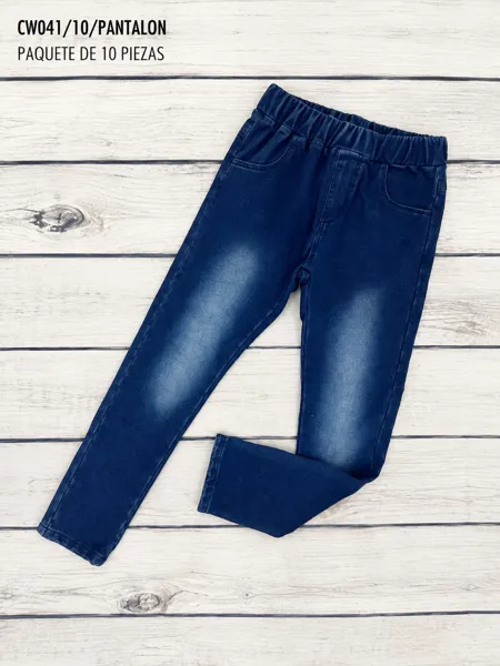 Jeans rectos de mezclilla con cintura elástica para niña