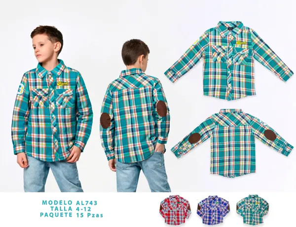 Camisa de cuadros con coderas y parche para niño