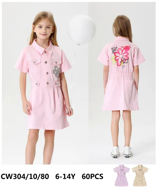 Vestido tipo camisero de mezclilla para niña