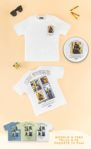 Playera con estampado de guerrero para niño