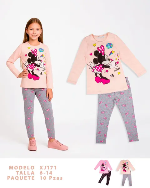 Conjunto de 2 piezas con playera de manga larga Minnie y leggings para niña