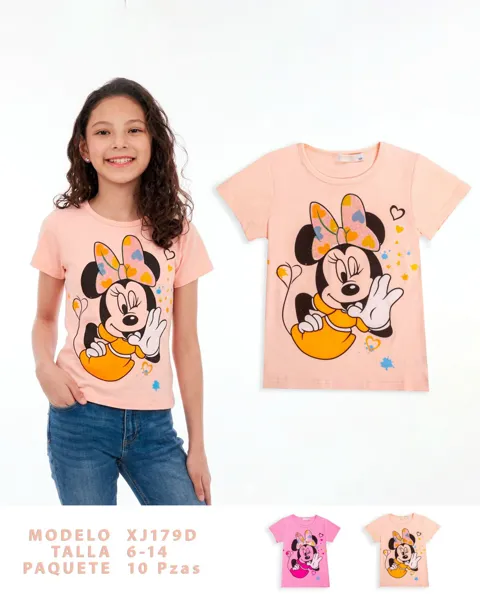 Playera de manga corta con estampado de Minnie para niña