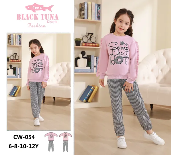 Conjunto de 2 piezas con sudadera y pantalón de cuadros para niña