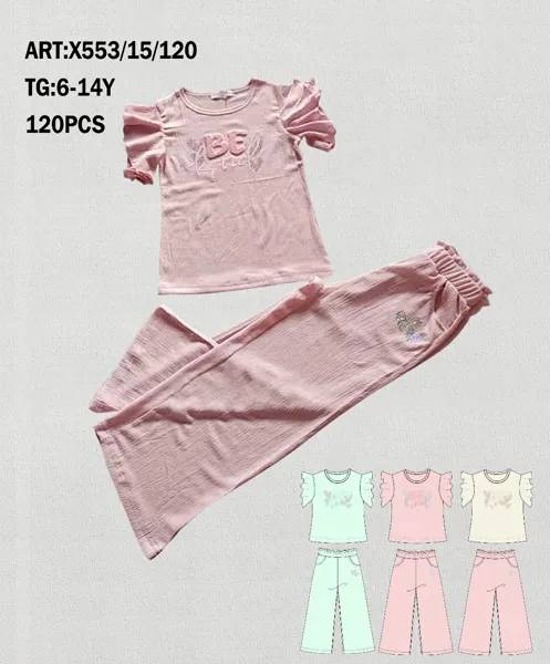 Conjunto de 2 piezas con blusa y pantalón amplio para niña