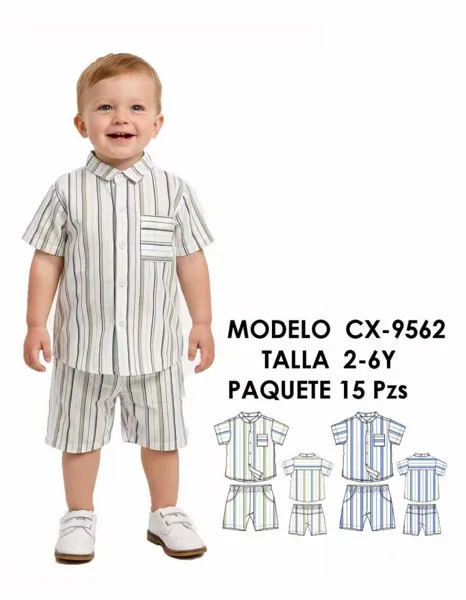 Conjunto de camisa de rayas y short para niño