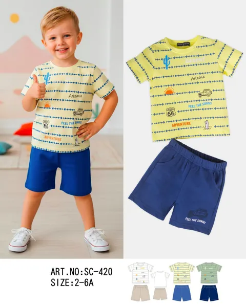 Conjunto de 2 piezas con playera y short con estampado del desierto de Arizona para niño