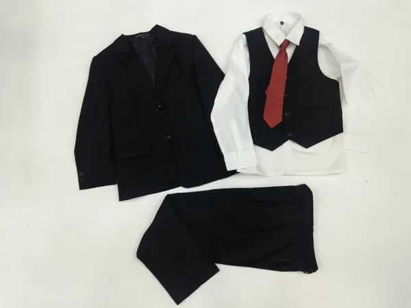 Conjunto de traje formal de 5 piezas con saco, camisa, chaleco, corbata y pantalón para niño