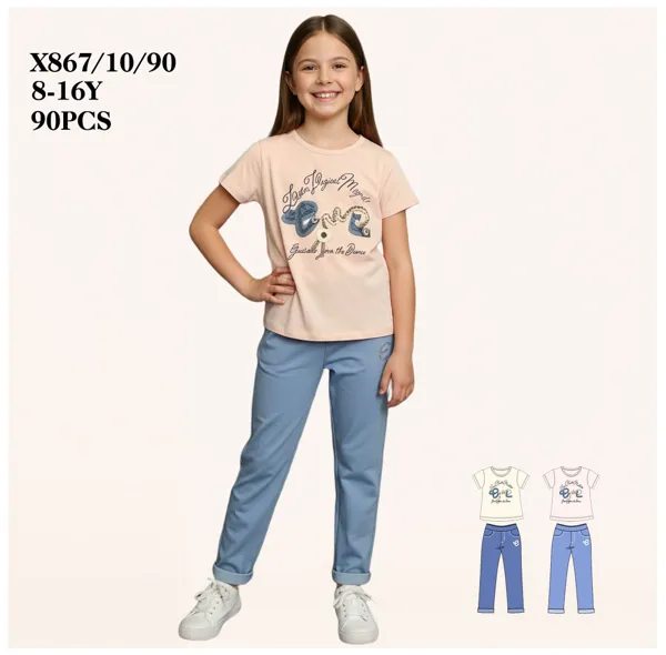 Conjunto de 2 piezas con playera y pantalón para niña
