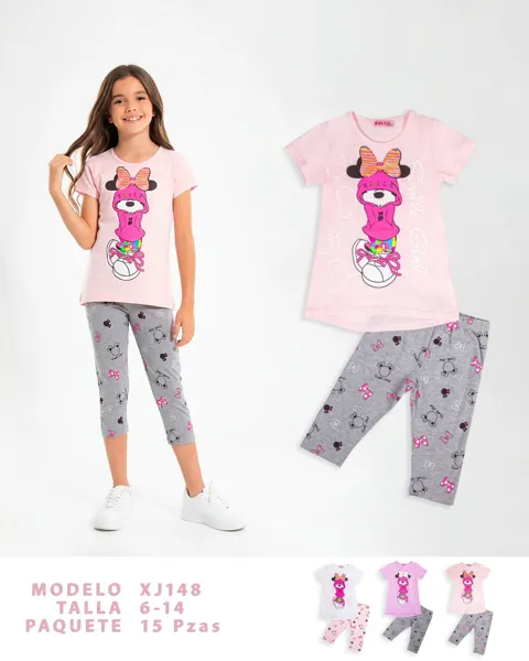Conjunto de 2 piezas con playera y leggings capri para niña