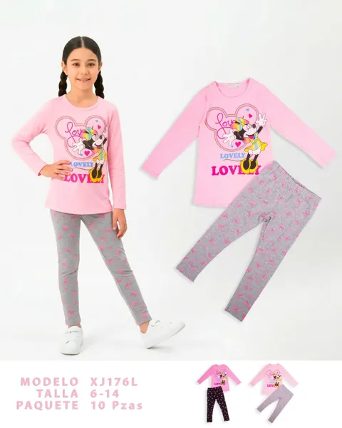 Conjunto de 2 piezas con blusa de manga larga y leggings estampado de Minnie para niña