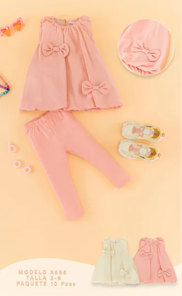 Conjunto de 2 piezas con blusa de monos y leggings para niña