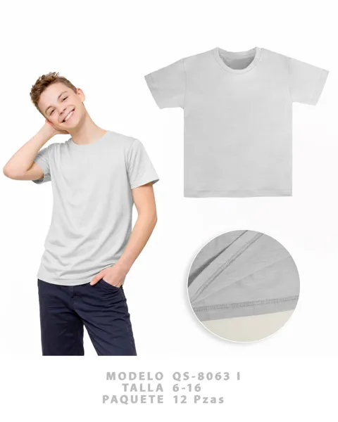 Playera básica lisa gris para niño