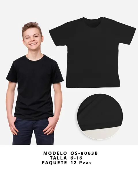 Playera básica negra para niño