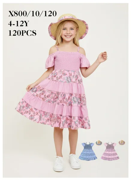 Vestido de olanes con sombrero incluido para niña