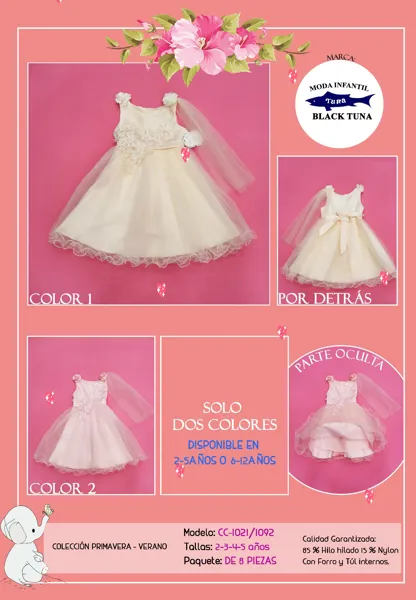 Vestido de fiesta de tul con forro interno para niña