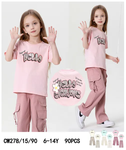 Conjunto de 2 piezas con playera y pantalón cargo para niña