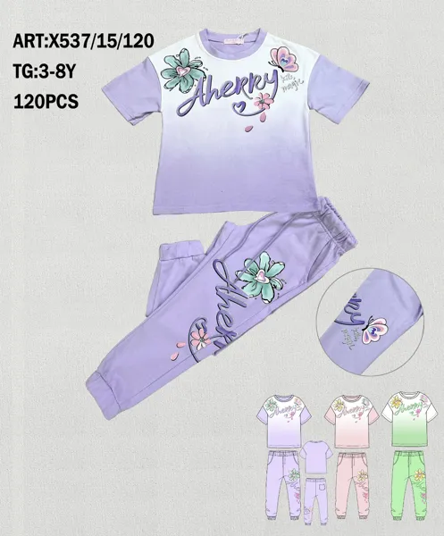 Conjunto de 2 piezas con playera y pantalón jogger estampado floral para niña