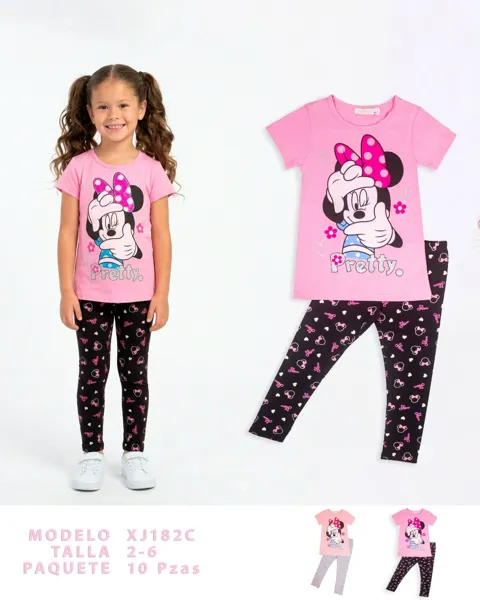 Conjunto de 2 piezas con playera y leggings con estampado de Minnie para niña