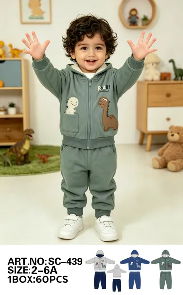 Conjunto de 2 piezas con sudadera de capucha y estampado de dinosaurios Roar para niño