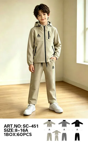 Conjunto de 3 piezas con chamarra de capucha, sudadera y pantalón jogger para niño