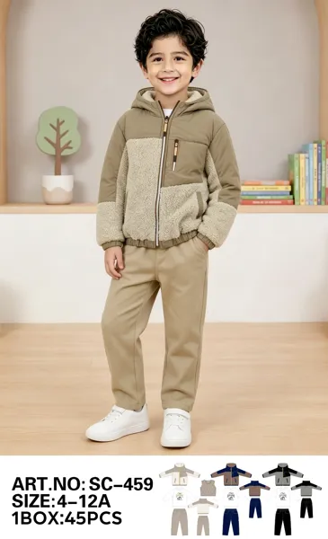Conjunto de 3 piezas con chamarra de capucha y forro de peluche, suéter y pantalón Explore para niño