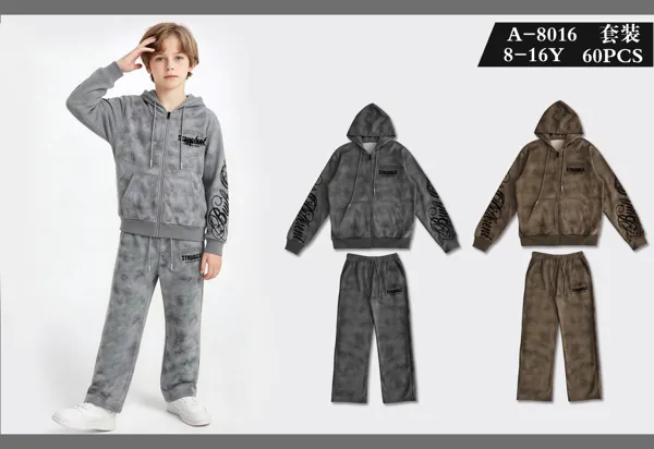 Conjunto deportivo de 2 piezas con capucha, cierre y efecto tie-dye para niño