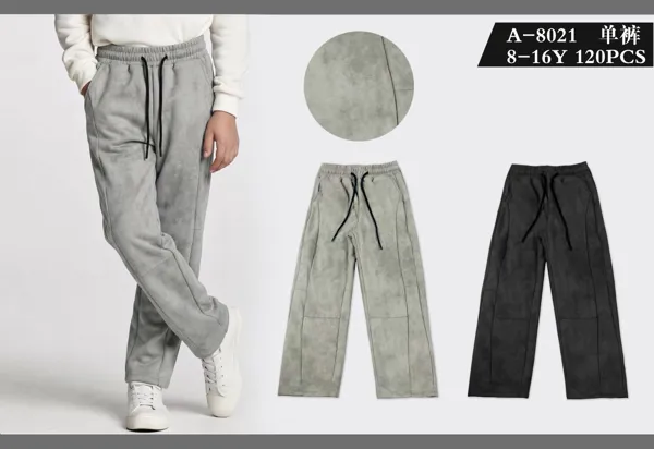 Pantalón de gamuza de pierna amplia con cordón para niña