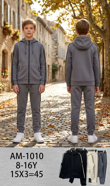 Conjunto deportivo de 2 piezas con chamarra con capucha y cierre y pantalón jogger para niño