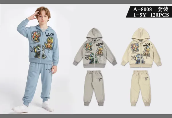Conjunto de 2 piezas con chaqueta con capucha y pantalón jogger con estampado de dinosaurios para niño