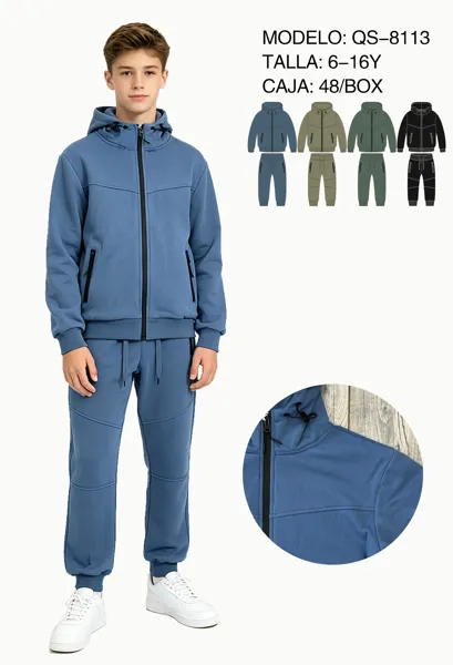 Conjunto deportivo de 2 piezas con chamarra con capucha y pantalón jogger para niño