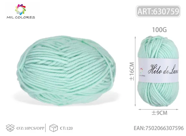 Hilo de lana gruesa macarrón 100g azul claro