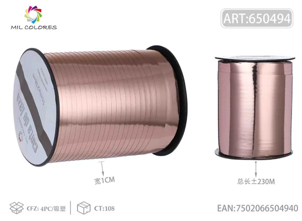 Cinta adhesiva decorativa 1cm*250 yardas (230m) 09 color oro rosa