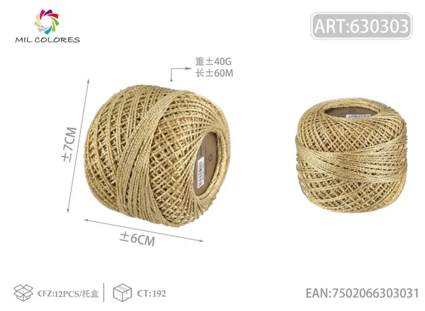 Hilo de seda multicolor grueso 40g dorado 60m